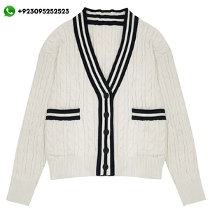 New vải cardigan Áo len cho nam giới nút lên áo len dài tay áo đan Cardigan unisex Áo len dệt kim Varsity sorority cotton - Product Image 1