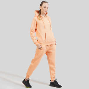 2025 nouveauté automne hiver Logo personnalisé dames tenues femmes couleur unie sweats à capuche veste et pantalon deux pièces ensemble - Product Image 6