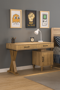 Escritorio de Estudio Moderno Arion Kids Alin Wood, Diseño de Área de Estudio con Cuerpo de MDF y Patas de Madera, Textura de Madera, Escritorios Escolares - Product Image 2