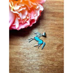 Navajo <b>Crafted</b> Kingman Turquoise & Sterling Silver Pendant Fine Jewelry Charms - Product Image 4