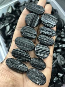 งดงามทัวร์มาลีนสีดำ druzy มากที่มีคุณภาพที่ดีที่สุดสีดำทัวร์มาลีนเรียบ Cabochon อัญมณีทำหิน - Product Image 3