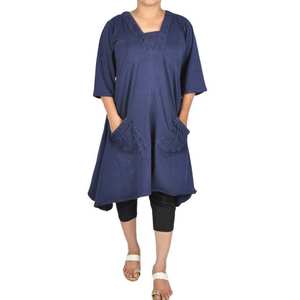 Vestido moderno de maternidad con cuello en V floral y ecológico para mujer, de talla grande, hasta la rodilla, con bolsillo, Elegante ropa de playa informal, 1 pieza - Product Image 1