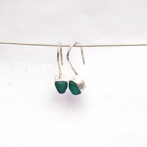 Raw Green Onyx <b>Drop</b> <b>Earring</b>, 925 Silver Handmade <b>Earring</b>, Minimalist Threader <b>Earrings</b>, Bridesmaid Gift, Green Onyx <b>Earring</b>, - Product Image 3