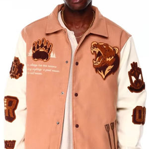 Chaqueta Universitaria de Alta Calidad para Hombre con Logotipo Personalizado, Chaqueta Bomber de Forro Polar para Invierno, Bordado, Cuello Alto, Estilo Urbano, Letterman - Product Image 5