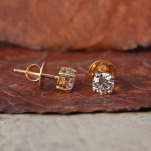 Boucles d'oreilles en or jaune certifié CVD, clous d'oreilles en diamant de laboratoire de taille ronde de 1.3 ct, cadeau d'anniversaire, vente en gros OEM - Product Image 3
