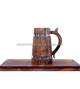 AALIYAN IMPEX Tasse/Chope en bois écologique Meilleure vente Gobelet en acier inoxydable en bois naturel pour les fêtes et les voyages-Classique - Product Image 1