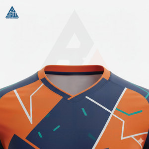 Uniforme de Fútbol de Verano de Secado Rápido, Manga Corta, Ajuste Atlético, Duradero, 100% Poliéster, Antibacteriano, para Uso en Clubes y Ligas, Azul/Naranja - Product Image 5