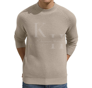 Suéter de mezcla de lana de manga larga ajustado para hombre, Top de punto ligero de avión de día de clima fresco para invierno - Product Image 5