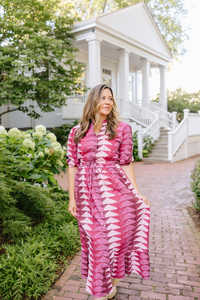 Verano alta moda diseñador algodón Maxi vestido Casual manga corta cuello en V Zigzag tejido ocasión desgaste largo hasta el suelo dulce - Product Image 3