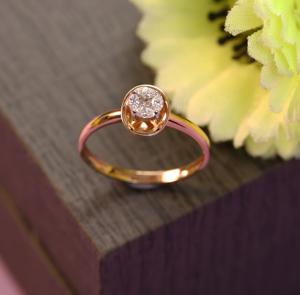 Bague de fiançailles en diamant plaqué or rose 14 carats de qualité supérieure Design élégant pour anniversaire de mariage Prix bon marché IGI - Product Image 1