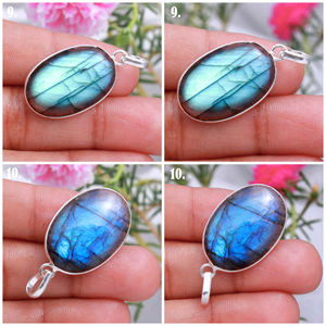 Pendentif recouvert de corde en labradorite, pierre précieuse lune et soleil, pendentif flash violet, pierre marquise plaquée or 18k - Product Image 6