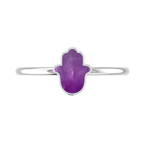 Bague empilable en argent sterling 925, sertie de pierres précieuses améthyste, forme Ahimsa, tranche fantaisie, tendance, à la mode, unisexe, pour mariage - Product Image 1