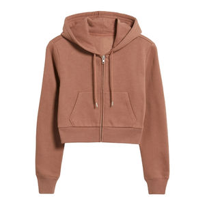 Nuevas Sudaderas con Capucha Personalizadas OEM para Mujer, Casuales, de Invierno, 100% Algodón, Color Sólido, Transpirables, Antibolitas, Corte Recortado, con Logotipo Personalizado - Product Image 1