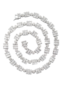 VVS Moissanite diamant chaîne entièrement Icedown avec accents de boule, chaîne à maillons cubains à fermoir à ressort, argent sterling 925 - Product Image 3