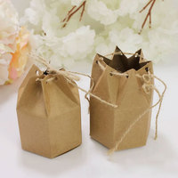 Boîte cadeau hexagonale personnalisable en matériaux recyclés Kraft pour dragées de mariage, gâteaux, chocolats, emballage de Noël