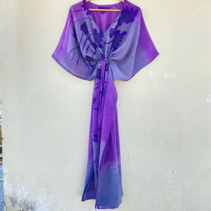 Kaftan de seda indio 100% hecho a mano vestido suelto para verano otoño y primavera secado rápido con cierre de cordón - Product Image 1