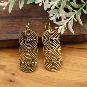 Moderno Retro Art Deco geométrico espiral pendientes colgantes oro plata ligero declaración joyería regalo perfecto - Product Image 2