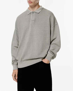 Unique Design Sweatshirts Polo Collar sweatshirt Comfortable Fabric Sweatshirts Long Sleeve <b>Shirts</b> Drop Shoulder <b>Shirt</b> Oversise - Product Image 4