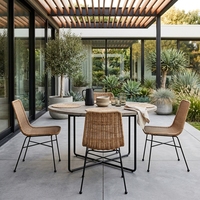 Chaise de salle à manger moderne en rotin tressé au miel naturel, écologique et imperméable pour l'aménagement extérieur de patio