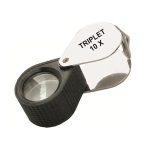 Lupa Triplete de Joyero de 18 mm, 10x, Plegable, de Bolsillo, de Latón con Empuñadura de Goma, Herramienta de Joyería Premium - Product Image 1