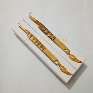 Pince à épiler japonaise GETUP BROSONS IMPEX de haute qualité, anti-magnétique, durable, avec pointe de 10 mm en diamant plaqué or à 90 degrés - Product Image 5