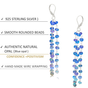 Women's Blue <b>Opal</b> 925 Sterling Silver Dangle <b>Earrings</b> Yellow Gold Filled Birthstone Jewelry Trendy Gold Plated Party Wedding - Product Image 5