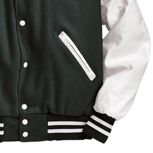 Chaquetas Universitarias de Lana Bordadas Personalizadas Unisex con Mangas de Cuero, Chaqueta Bomber de Béisbol al por Mayor para la Temporada de Invierno - Product Image 3