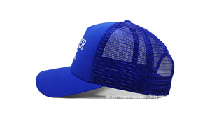 Custom <b>Navy</b> Blue 5-Panel Trucker <b>Hats</b> with Flat Embroidery Logo Fashionable Gorras Sports Caps for Outdoor & Casual Use - Product Image 3