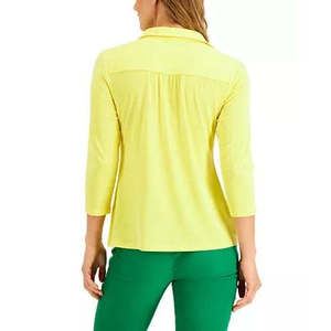 Maglietta Polo da Donna Charter Club, Vestibilità Slim, in Maglia Dorata con Logo, Taglia L, Traspirante, in Seta e Spandex, Design Casual Stampato - Product Image 2