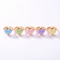 Nouvelle bague ouvrable en forme de cœur macaron, médaillon cœur ouvrable, bijoux colorés polyvalents pour filles, vente en gros