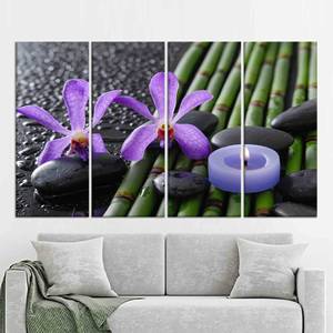 Impresión en lienzo de Bamboo Grove, arte de pared de 4 paneles para decoración serena, 4P-Gallery Wrapped - Product Image 1