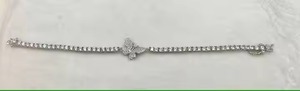 สร้อยข้อมือเพชรมอยส์ซอไนท์ทรงกลมสีขาว14K สร้อยข้อมือเทนนิสรูปผีเสื้อสร้อยข้อมือเพชรกลมสีขาวขนาด3มม. สวยงามของขวัญวันเกิด - Product Image 2