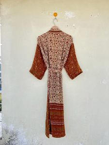 Kimono indien fait à la main Vintage Silk Tye Dye Robe de plage lisse en soie avec cordon de serrage et design Tie Dye pour l'été et l'automne - Product Image 6