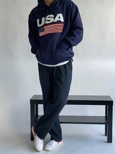 Sweat à capuche personnalisé pour hommes avec drapeau américain, broderie de lettres, doublure thermique d'automne, col à capuche style rue, sérigraphie numérique - Product Image 6