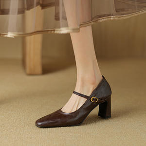 Zapatos Mary Jane de Estilo Francés para Primavera y Verano, Zapatos Planos de Cuero con Suela Gruesa de Estilo Británico Retro, Zapatos de Tacón Alto Dulces y Elegantes - Product Image 1