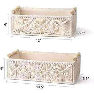 Panier de rangement en macramé fait main Corde de coton décorative pour étagère de salle de bain et décoration intérieure - Product Image 2