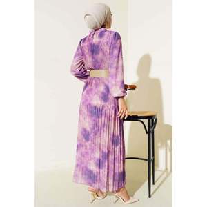 ชุดเดรสผ้าชีฟองจีบลายบาติกสีม่วง - Product Image 4