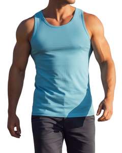 <b>Men</b> Sleeveless Tank Top Muscle Fit Athletic <b>Gym</b> Wear Stretch Fabric Solid Sky Blue Color Fitness <b>Vest</b> Customized Wholesale - Product Image 1