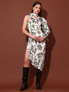 Robe mi-longue florale à manches bouffantes pour femmes - Product Image 6