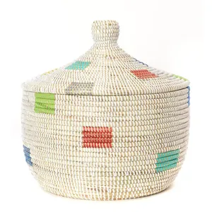 Eco-friendly Handmade Decorative Seagrass <b>Baskets</b> for Storage Natural Straw Woven Vietnam Wholesale Products Home Decoration - Product Image 2