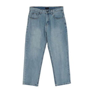 Prix de gros, jean droit en denim à bouton central, lavage clair, respirant, décontracté, en coton, pantalon, ODM, logo personnalisé, multicolore - Product Image 1
