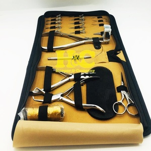 HOOPER COMPANY Kit de pinces à extensions capillaires professionnelles en acier inoxydable noir I-Tip, avec crochets, pinces, boîte et outils de mise en forme - Product Image 1