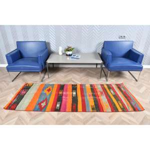 Vintage Kilim <b>Runner</b> Rug 2.5x7.2 ft (76x219 cm), Turkish <b>Red</b> Floral Rug - Product Image 2