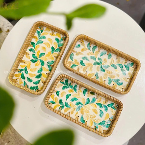 ถาดหวายตกแต่งสไตล์โบฮีเมียนถาดวางตรงกลางทำด้วยมือถาดหวายตกแต่งบ้านธรรมชาติจัดแสดงสินค้าขายส่งผู้ผลิตจากเวียดนาม - Product Image 6