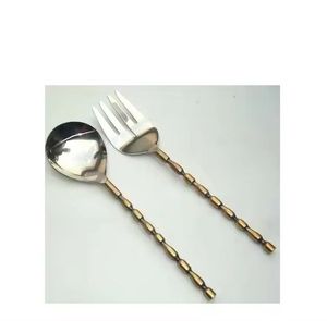 Ensemble de serveurs à salade en acier inoxydable plaqué or le plus populaire ensemble d'outils à salade outils de service essoreuse à salade ustensiles de cuisine - Product Image 2