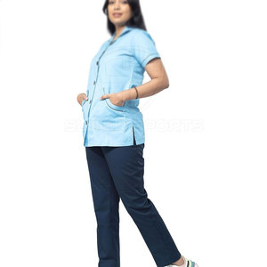 Trajes de fregado de enfermería con logotipo personalizado de alta calidad, uniformes médicos con bolsillos elásticos, juegos de fregado de tela de lona - Product Image 2