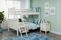 Modernes Design Massivholz Etagenbett in Twin-Full-Größe Hochwertige Weiße Schlafzimmermöbel P.D.T Stapelbar Vietnam 1 Jahr Garantie