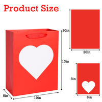 Hartvormige cadeauwinkeltasjes, medium formaat, met lintjes, van papier, voor Valentijnsdag, verjaardag, bruiloft & feest, gemaakt in China