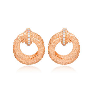 Dainty รอบรูปร่างเพทายหินพื้นผิวต่างหูสตั๊ดตุรกีขายส่ง925เครื่องประดับเงิน - Product Image 6