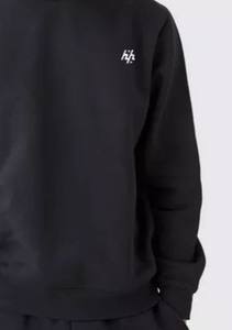 Huzaifa เสื้อสเวตเตอร์คอกลมของผู้ชายผ้าฝ้ายเสื้อสเวตเตอร์คอกลมแขนยาวผ้าซักได้สำหรับ100% สีดำ - Product Image 6